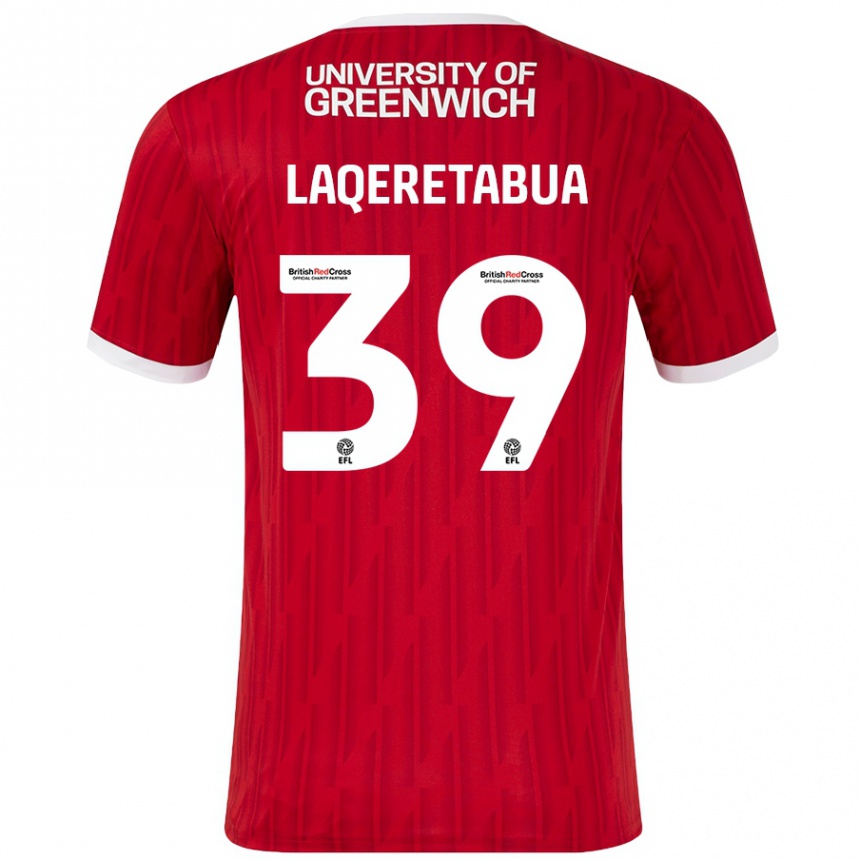 Women Football Josh Laqeretabua #39 Red White Home Jersey 2024/25 T-Shirt Nz