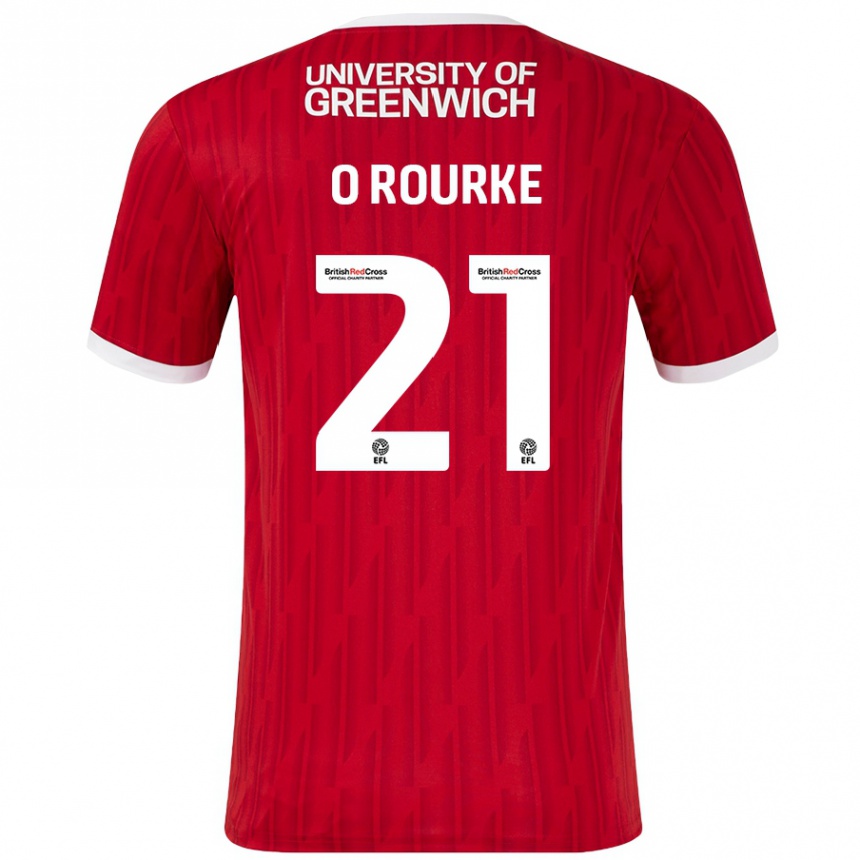 Women Football Sophie O'rourke #21 Red White Home Jersey 2024/25 T-Shirt Nz