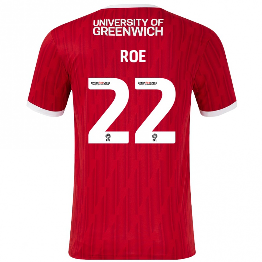 Women Football Bethan Roe #22 Red White Home Jersey 2024/25 T-Shirt Nz