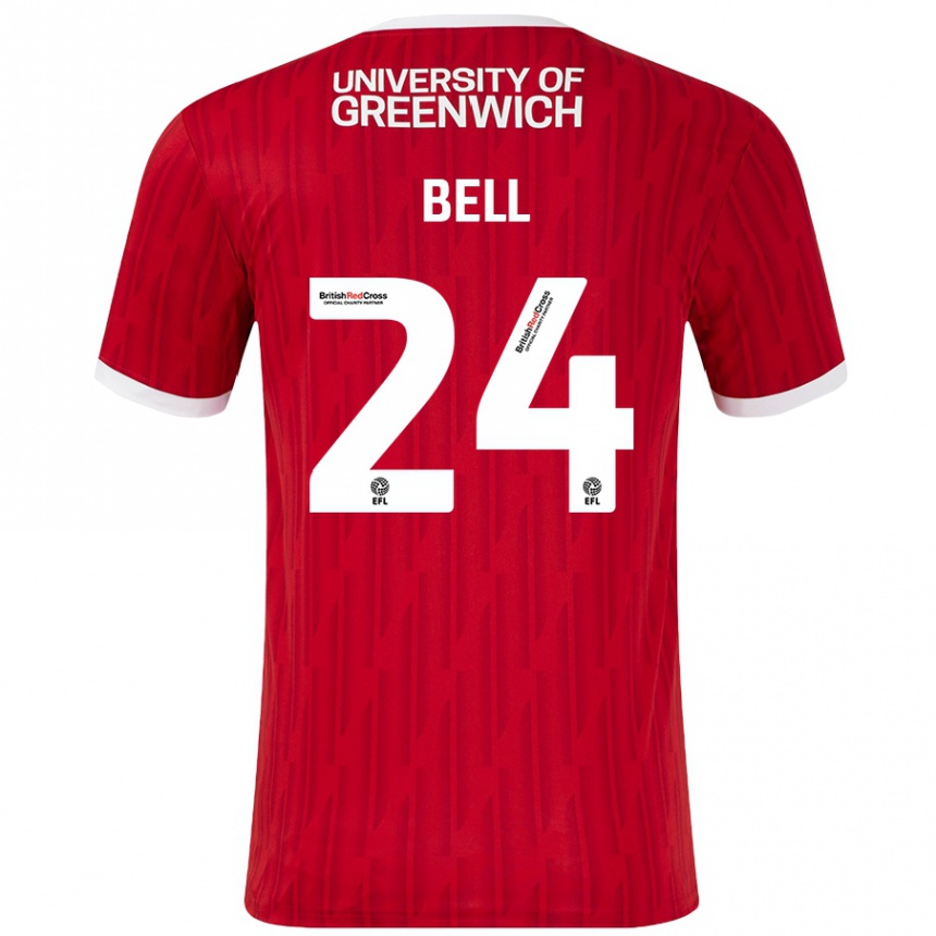 Women Football Taylor Bell #24 Red White Home Jersey 2024/25 T-Shirt Nz