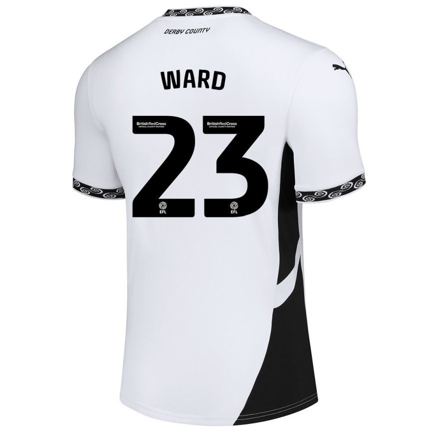 Women Football Joe Ward #23 White Black Home Jersey 2024/25 T-Shirt Nz