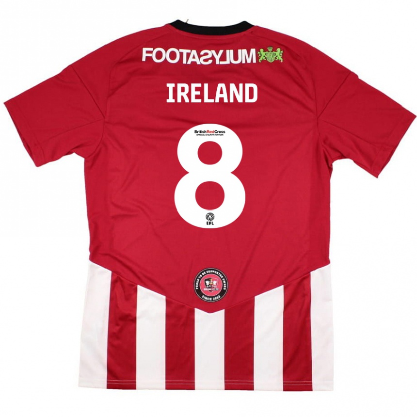 Women Football Beth Ireland #8 Red White Home Jersey 2024/25 T-Shirt Nz