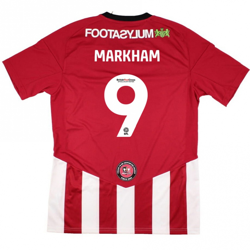 Women Football Jenna Markham #9 Red White Home Jersey 2024/25 T-Shirt Nz