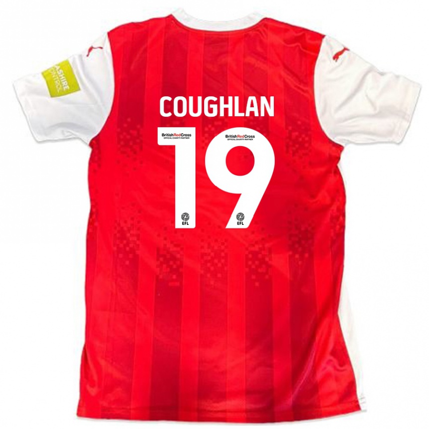 Women Football Ronan Coughlan #19 Red White Home Jersey 2024/25 T-Shirt Nz