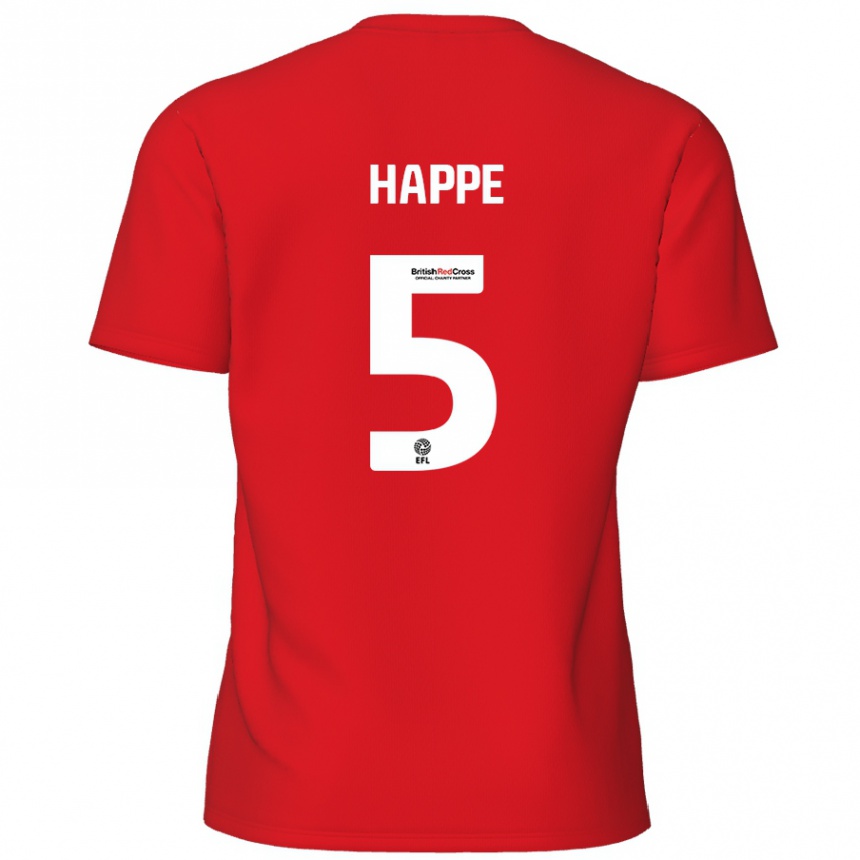 Women Football Dan Happe #5 Red Home Jersey 2024/25 T-Shirt Nz