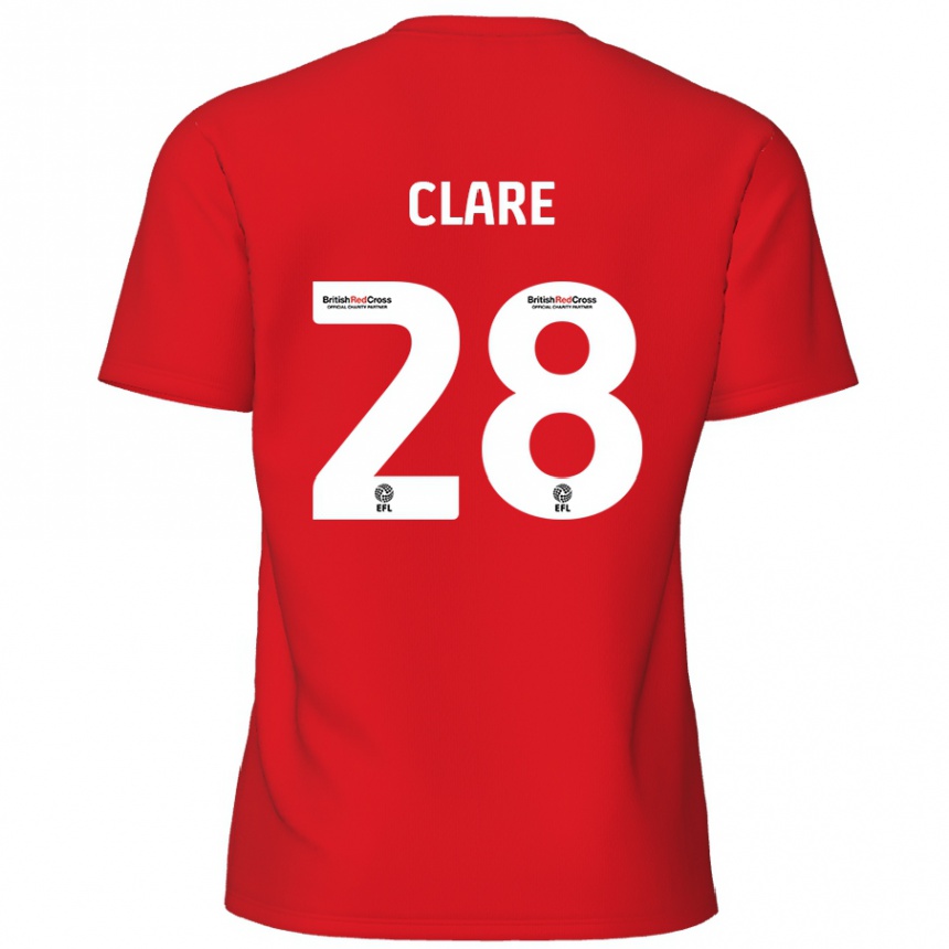 Women Football Sean Clare #28 Red Home Jersey 2024/25 T-Shirt Nz