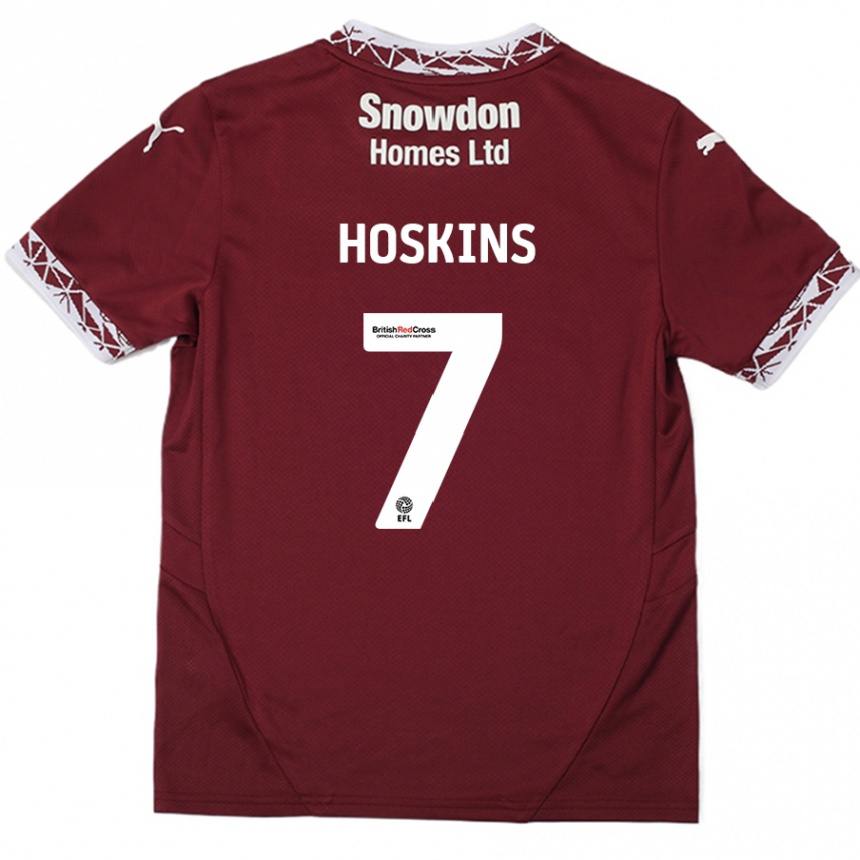 Women Football Sam Hoskins #7 Burgundy Home Jersey 2024/25 T-Shirt Nz