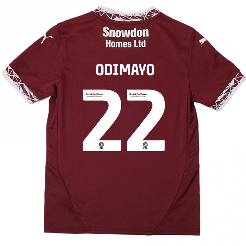 Women Football Akin Odimayo #22 Burgundy Home Jersey 2024/25 T-Shirt Nz