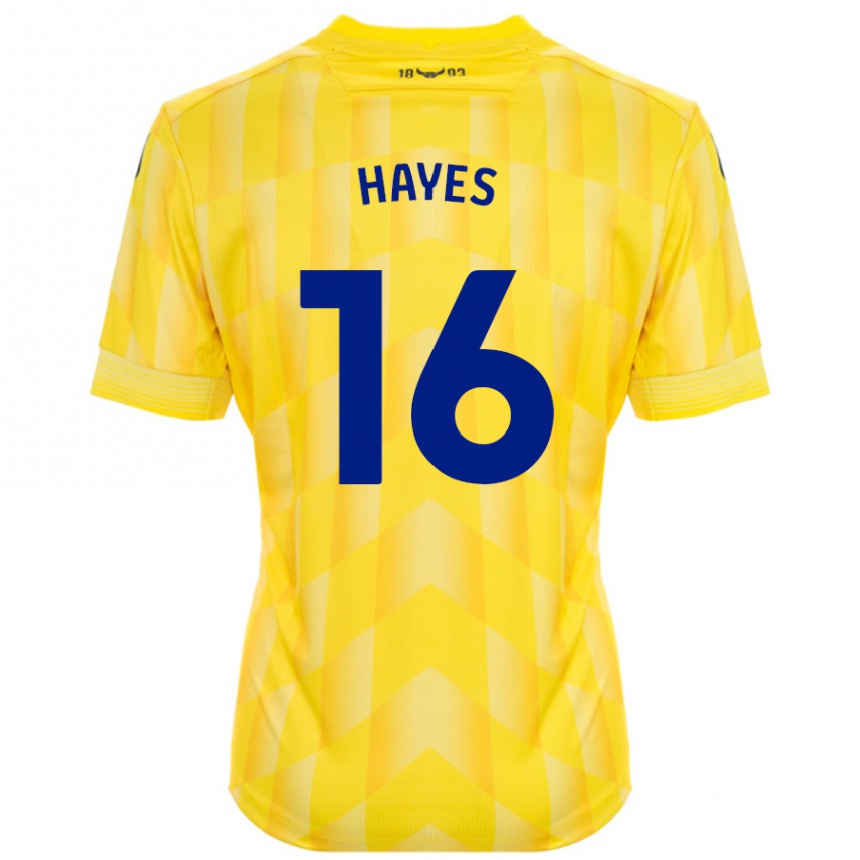 Women Football Georgia Hayes #16 Yellow Home Jersey 2024/25 T-Shirt Nz