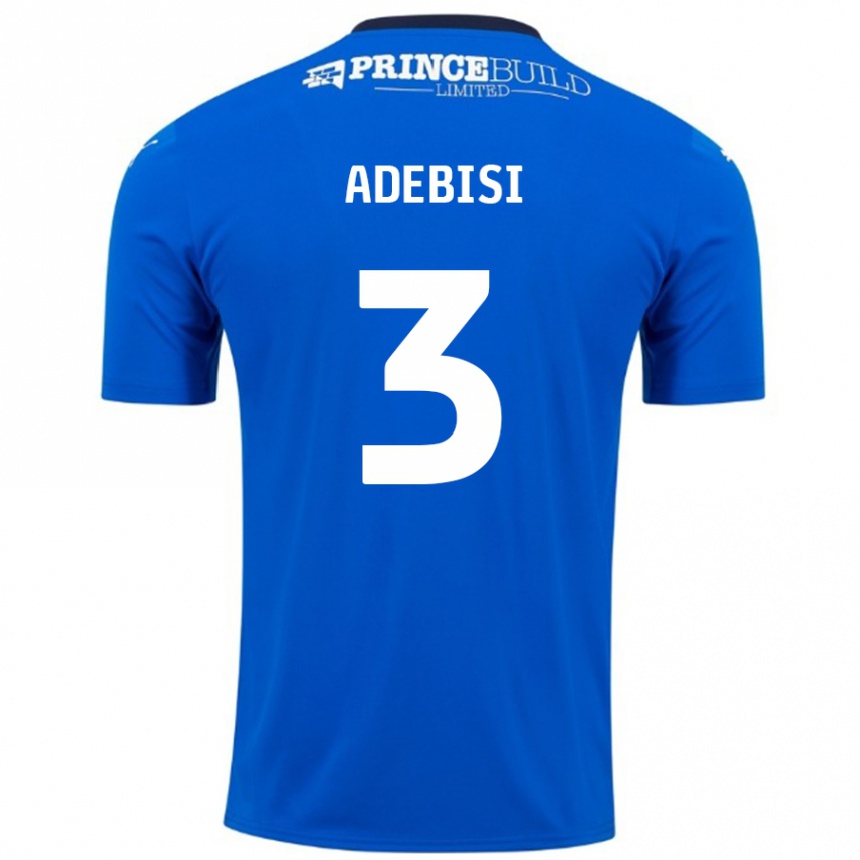 Women Football Rio Adebisi #3 Blue White Home Jersey 2024/25 T-Shirt Nz