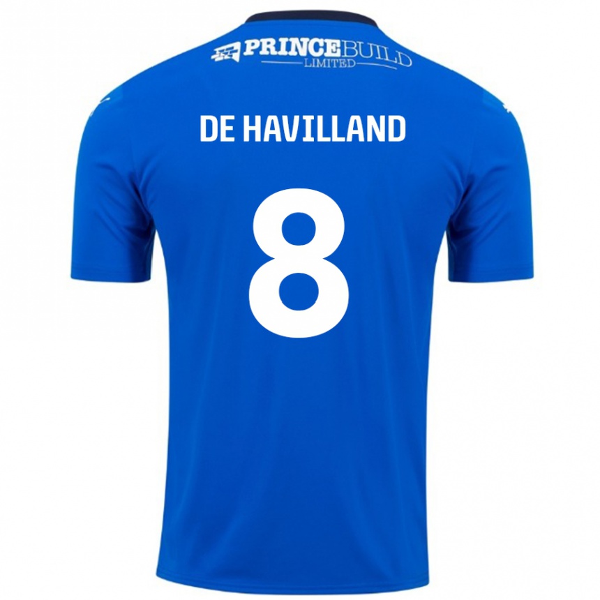 Women Football Ryan De Havilland #8 Blue White Home Jersey 2024/25 T-Shirt Nz