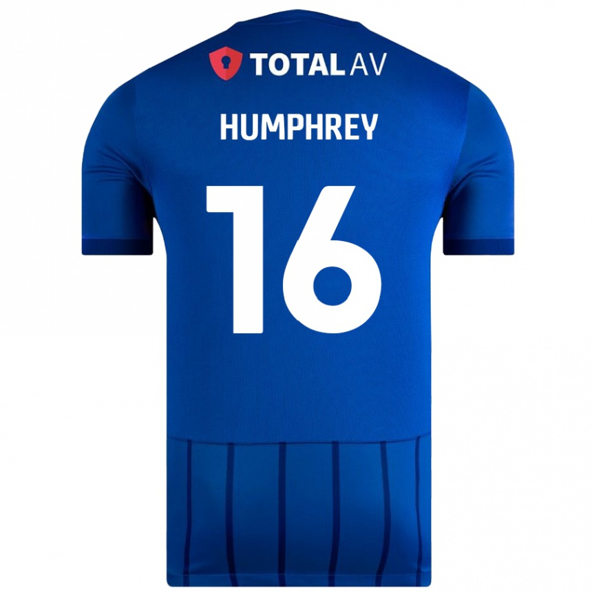 Women Football Ella Humphrey #16 Blue Home Jersey 2024/25 T-Shirt Nz