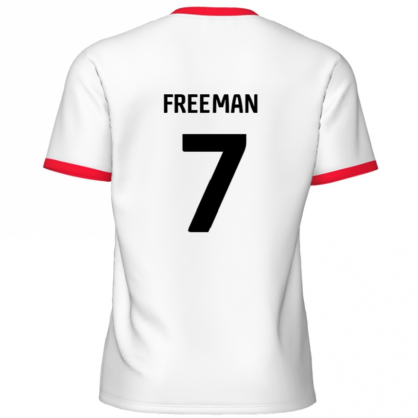 Women Football Nick Freeman #7 White Red Home Jersey 2024/25 T-Shirt Nz