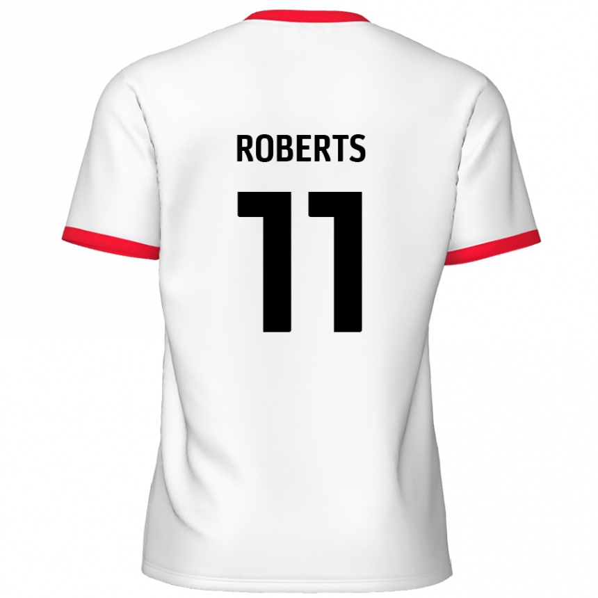 Women Football Jordan Roberts #11 White Red Home Jersey 2024/25 T-Shirt Nz