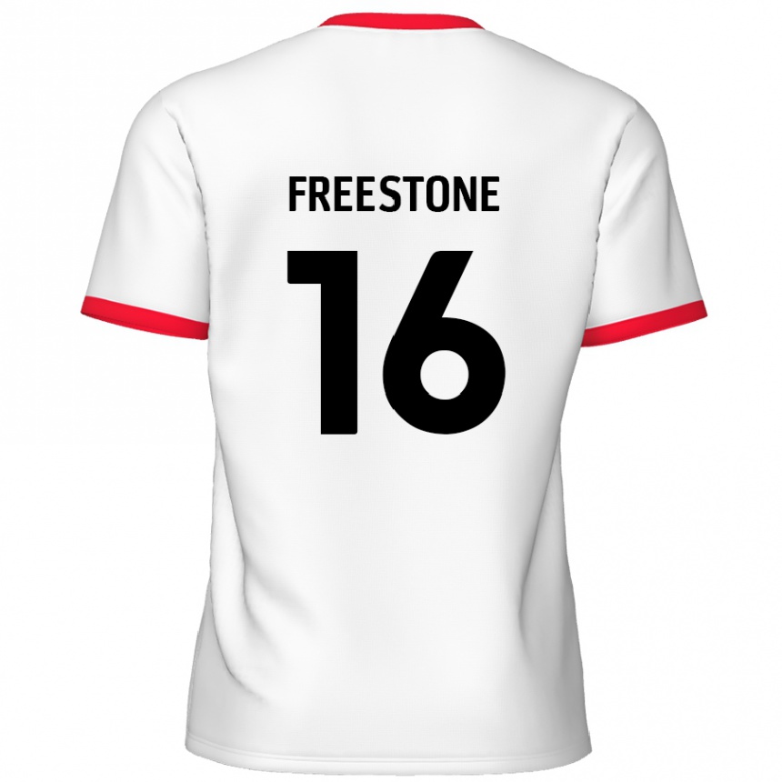 Women Football Lewis Freestone #16 White Red Home Jersey 2024/25 T-Shirt Nz