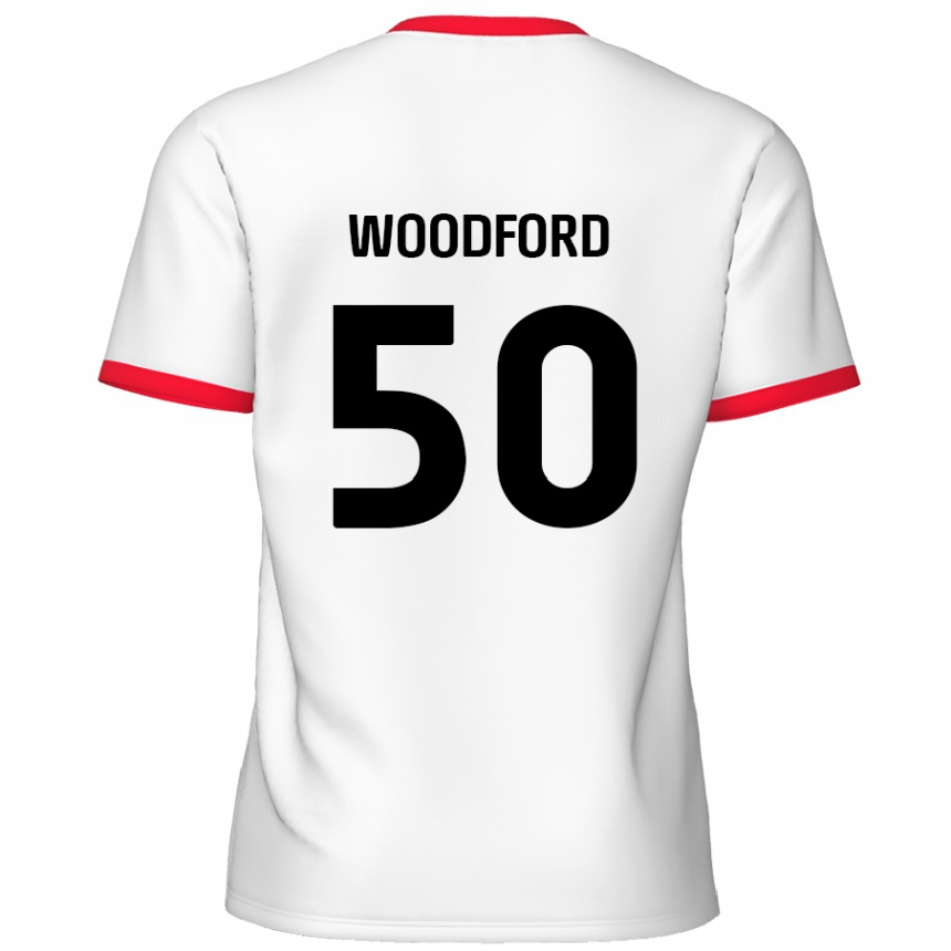 Women Football Max Woodford #50 White Red Home Jersey 2024/25 T-Shirt Nz