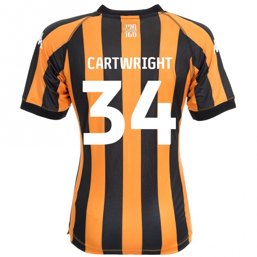 Women Football Harvey Cartwright #34 Black Amber Home Jersey 2024/25 T-Shirt Nz