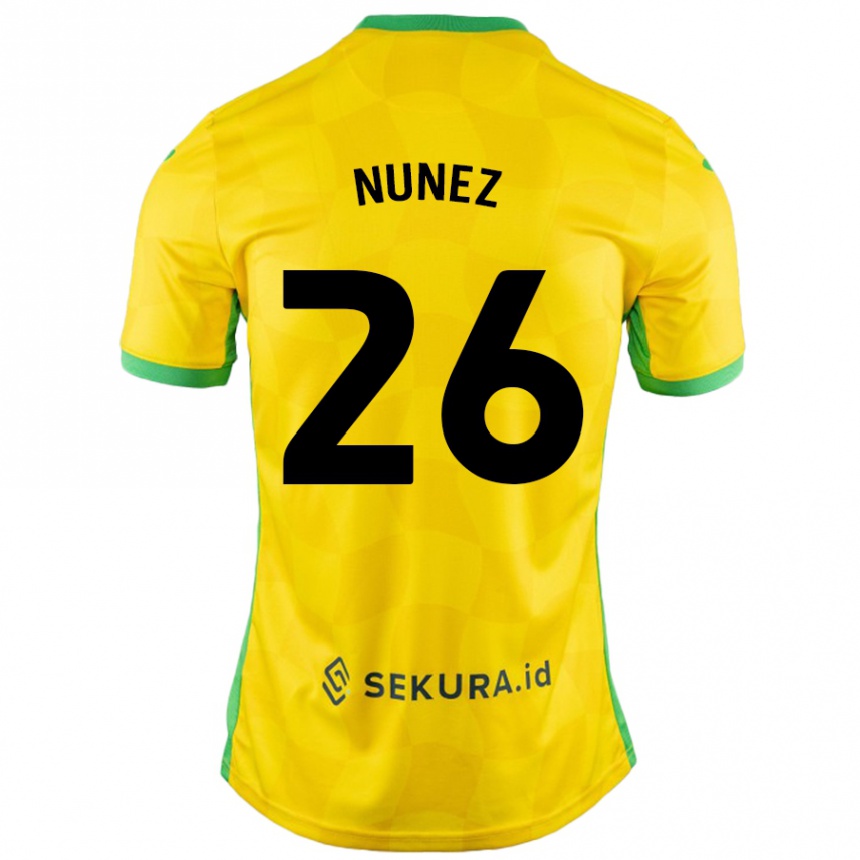 Women Football Marcelino Núñez #26 Yellow Green Home Jersey 2024/25 T-Shirt Nz