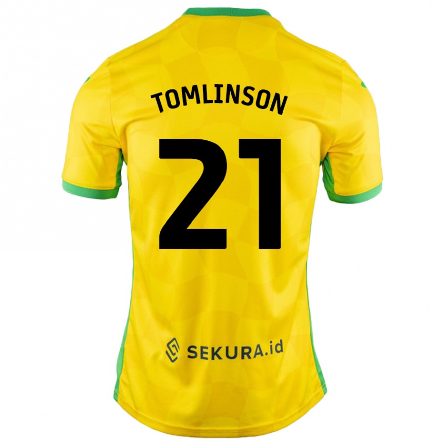 Women Football Lauren Tomlinson #21 Yellow Green Home Jersey 2024/25 T-Shirt Nz