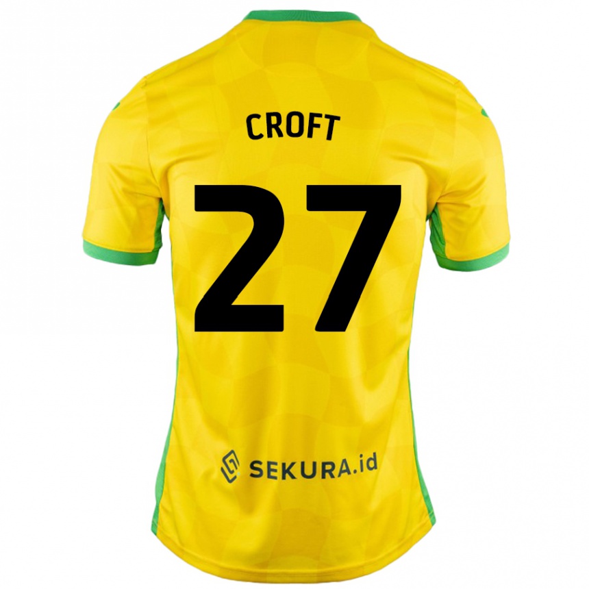 Women Football Mary Croft #27 Yellow Green Home Jersey 2024/25 T-Shirt Nz