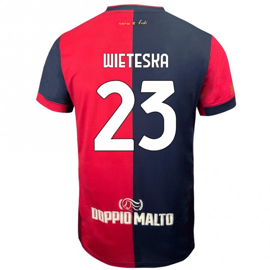 Women Football Mateusz Wieteska #23 Red Darker Blue Home Jersey 2024/25 T-Shirt Nz