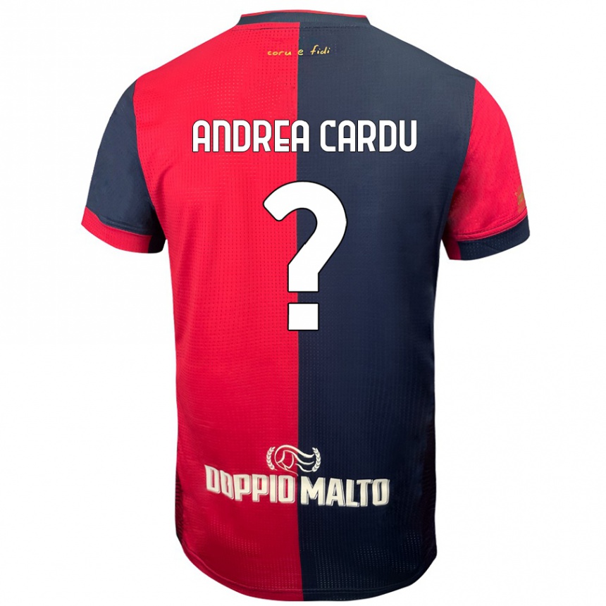 Women Football Gian Andrea Cardu #0 Red Darker Blue Home Jersey 2024/25 T-Shirt Nz