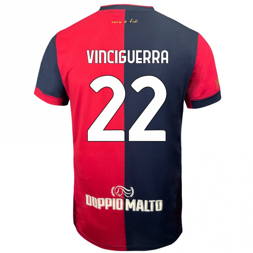 Women Football Alessandro Vinciguerra #22 Red Darker Blue Home Jersey 2024/25 T-Shirt Nz