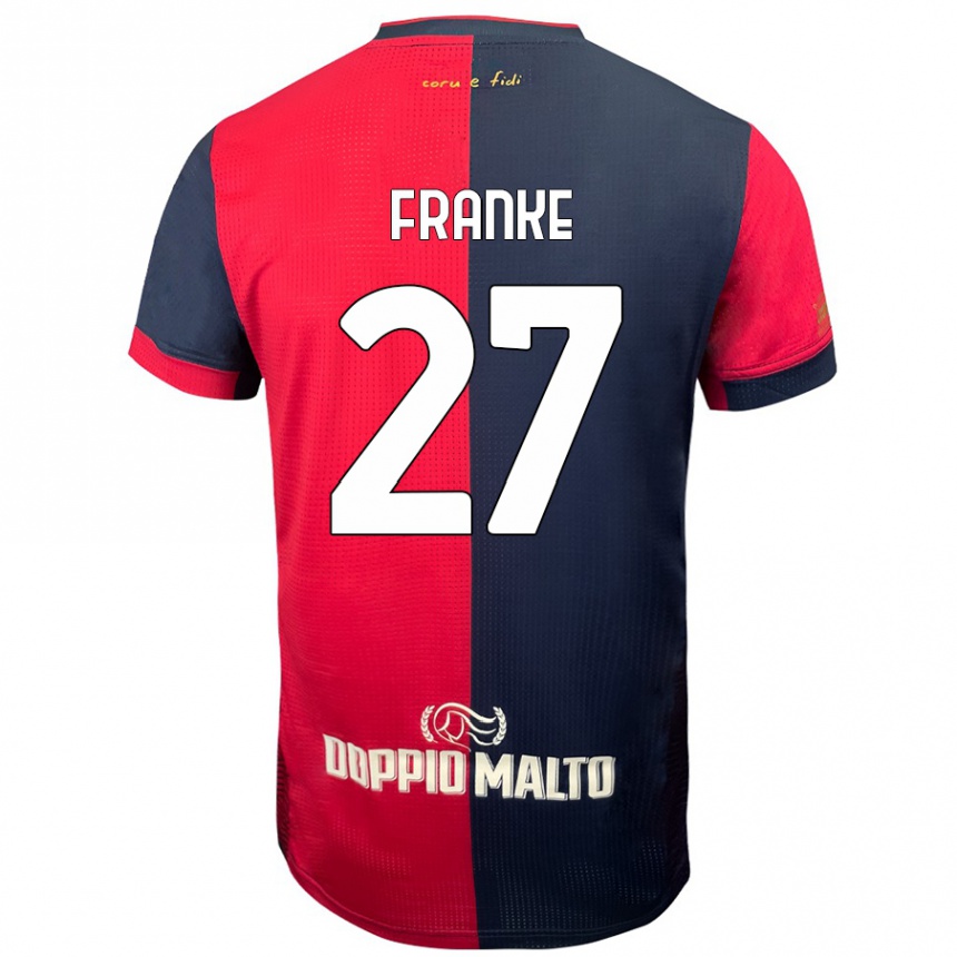 Women Football Antoni Franke #27 Red Darker Blue Home Jersey 2024/25 T-Shirt Nz