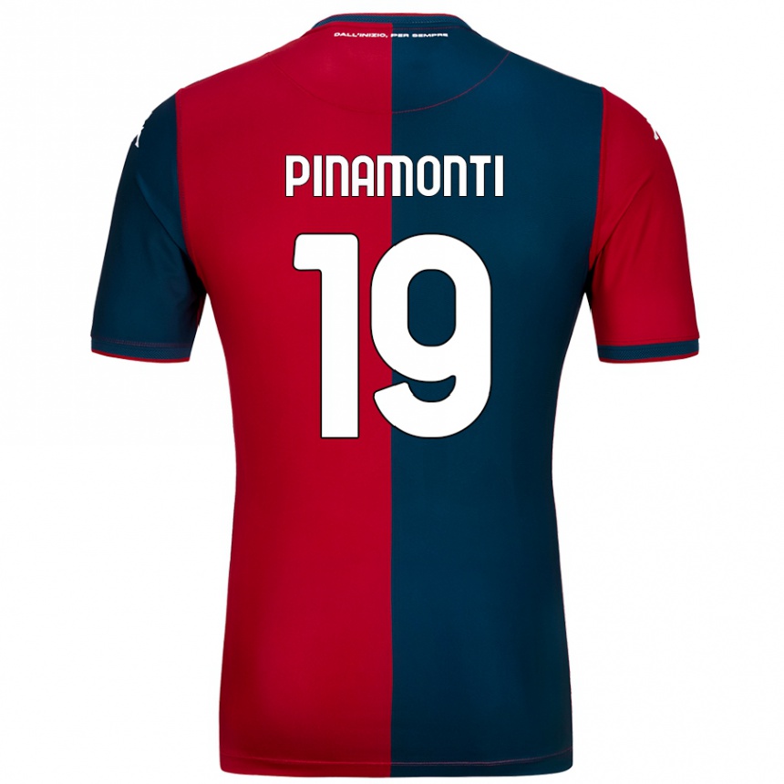 Women Football Andrea Pinamonti #19 Red Dark Blue Home Jersey 2024/25 T-Shirt Nz