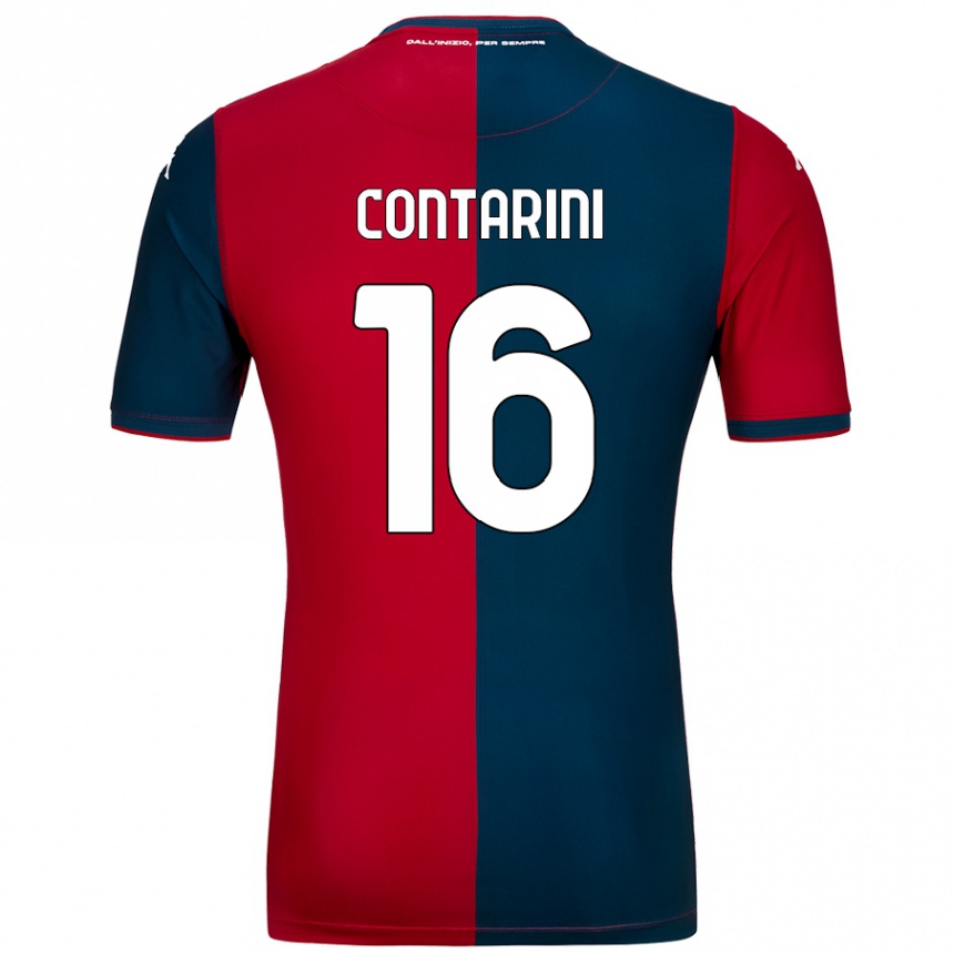 Women Football Jacopo Contarini #16 Red Dark Blue Home Jersey 2024/25 T-Shirt Nz