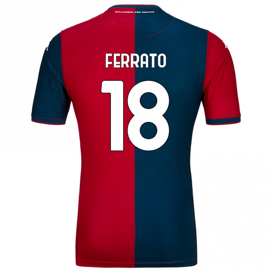 Women Football Claudia Ferrato #18 Red Dark Blue Home Jersey 2024/25 T-Shirt Nz