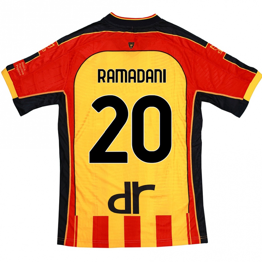 Women Football Ylber Ramadani #20 Yellow Red Home Jersey 2024/25 T-Shirt Nz