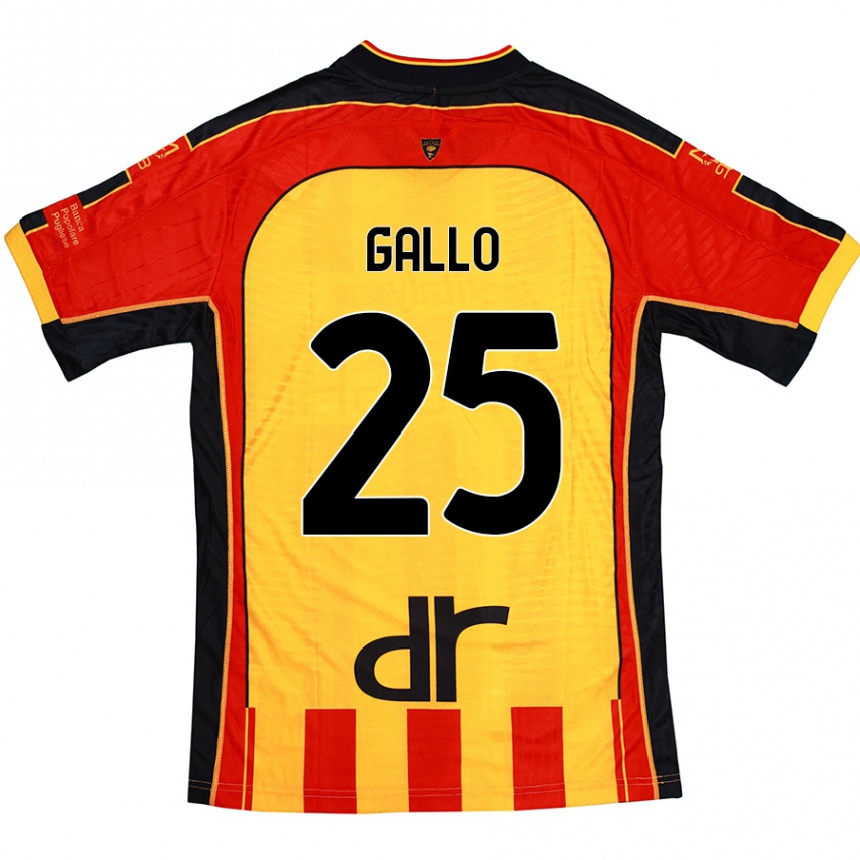 Women Football Antonino Gallo #25 Yellow Red Home Jersey 2024/25 T-Shirt Nz