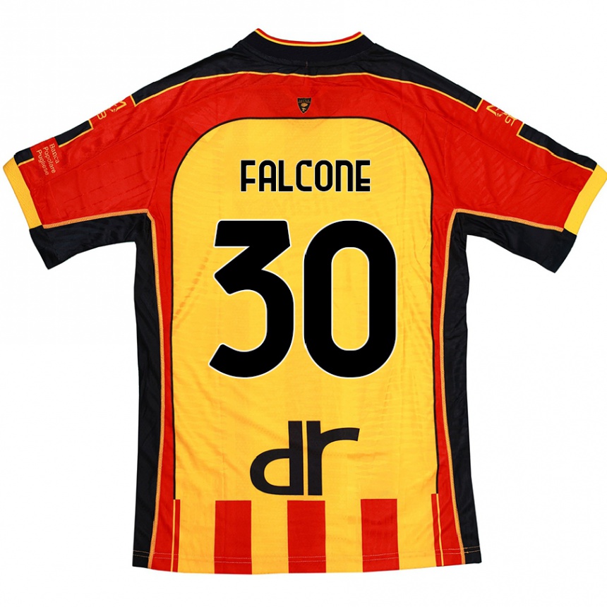 Women Football Wladimiro Falcone #30 Yellow Red Home Jersey 2024/25 T-Shirt Nz