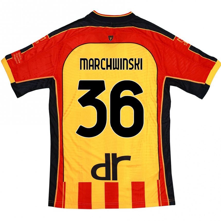 Women Football Filip Marchwinski #36 Yellow Red Home Jersey 2024/25 T-Shirt Nz