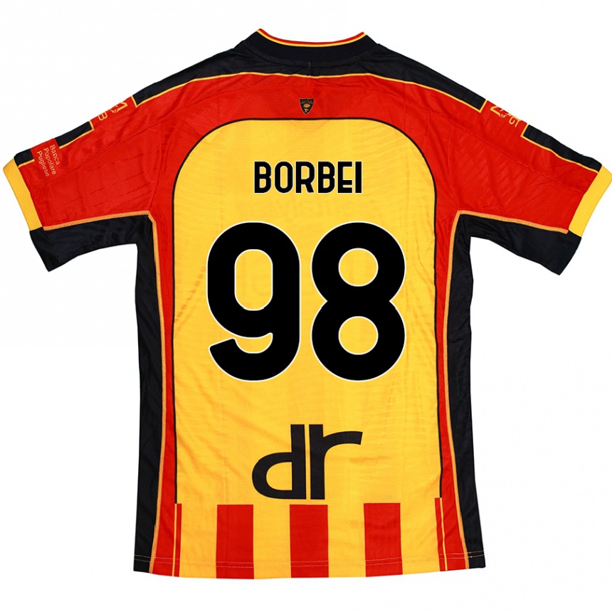 Women Football Alexandru Borbei #98 Yellow Red Home Jersey 2024/25 T-Shirt Nz