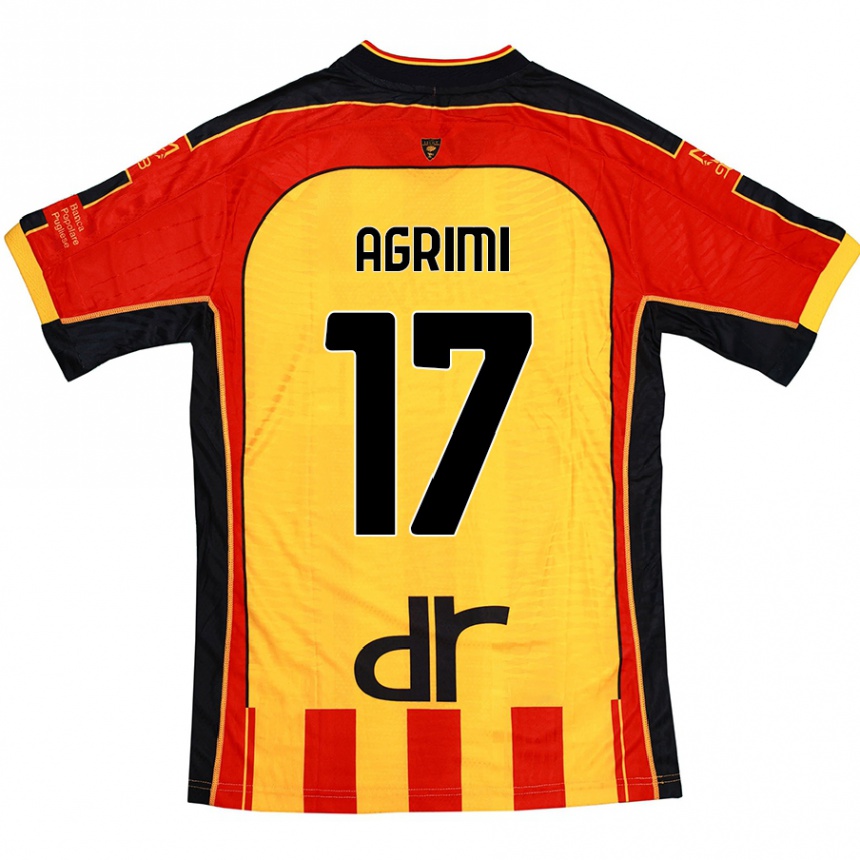 Women Football Matteo Agrimi #17 Yellow Red Home Jersey 2024/25 T-Shirt Nz