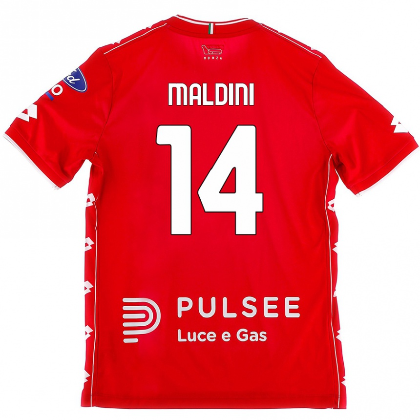 Women Football Daniel Maldini #14 Red White Home Jersey 2024/25 T-Shirt Nz