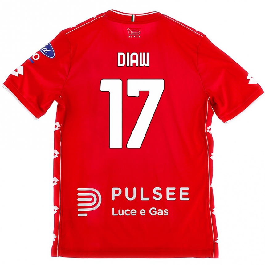 Women Football Davide Diaw #17 Red White Home Jersey 2024/25 T-Shirt Nz