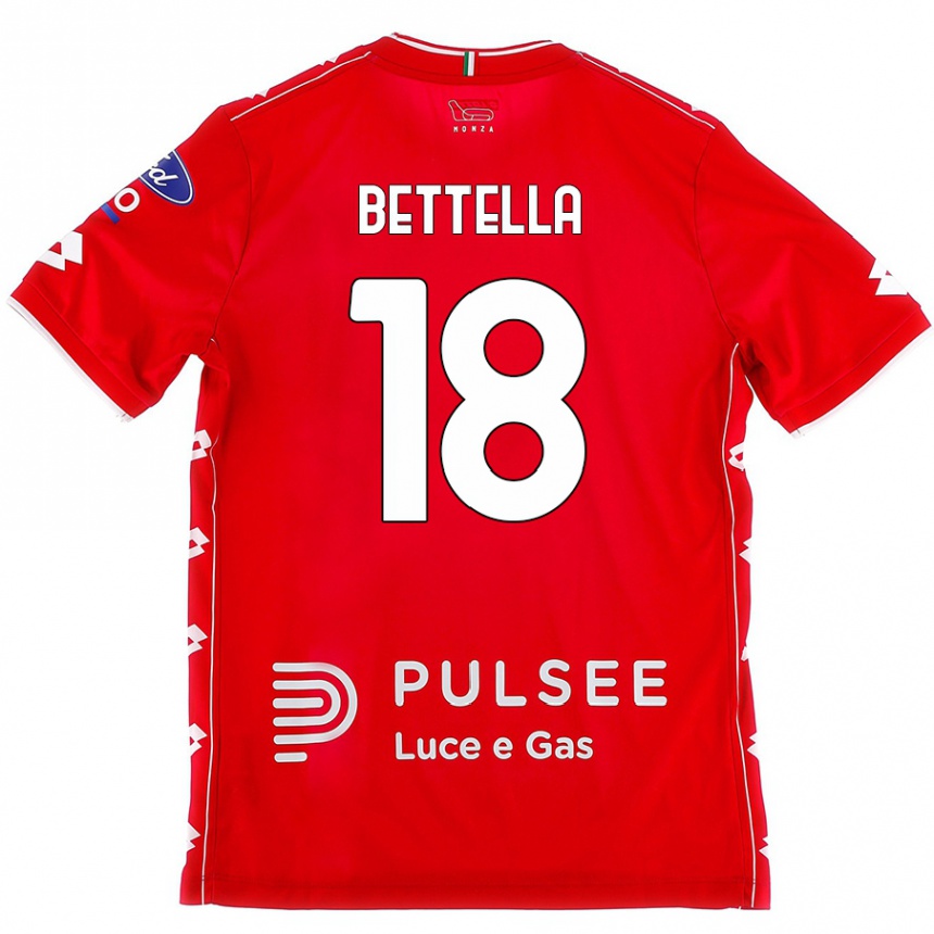 Women Football Davide Bettella #18 Red White Home Jersey 2024/25 T-Shirt Nz