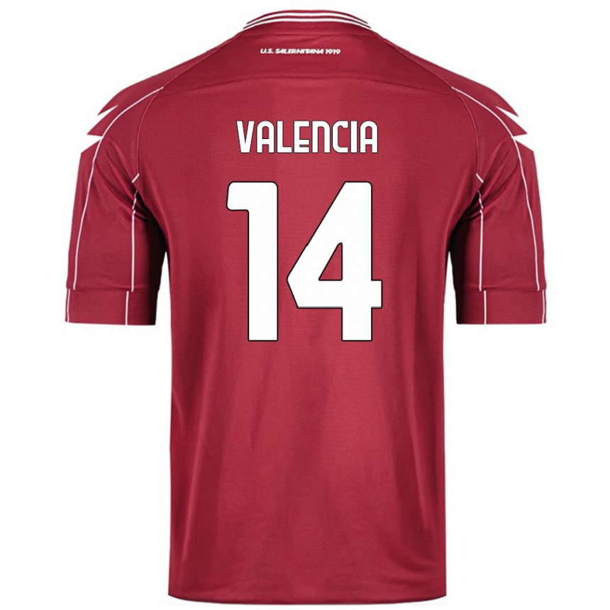 Women Football Diego Valencia #14 Burgundy Home Jersey 2024/25 T-Shirt Nz