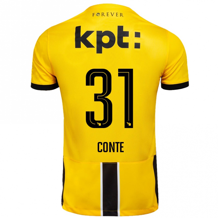 Women Football Facinet Conte #31 Yellow Black Home Jersey 2024/25 T-Shirt Nz