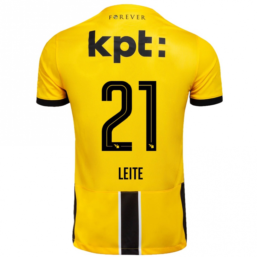 Women Football Ana Leite #21 Yellow Black Home Jersey 2024/25 T-Shirt Nz