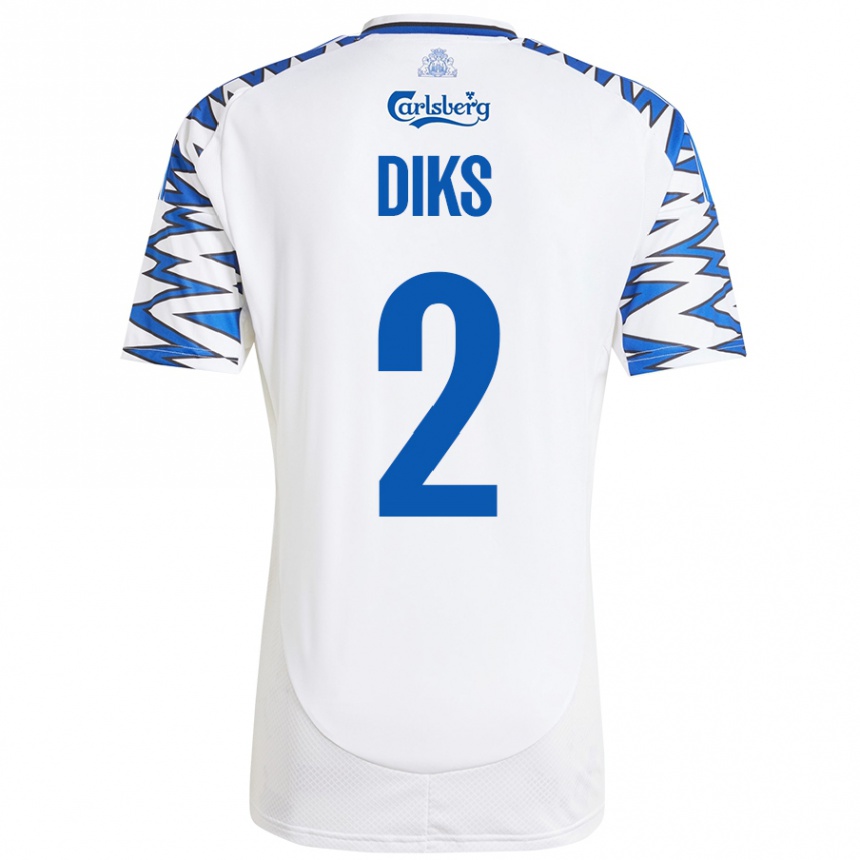 Women Football Kevin Diks #2 White Sky Blue Home Jersey 2024/25 T-Shirt Nz