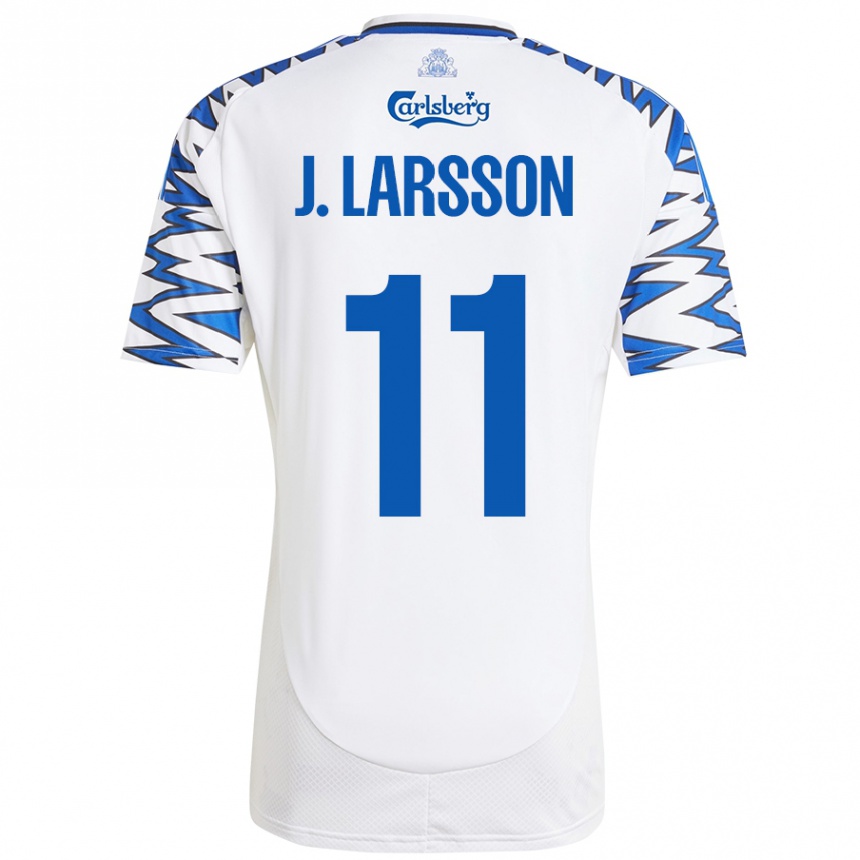 Women Football Jordan Larsson #11 White Sky Blue Home Jersey 2024/25 T-Shirt Nz