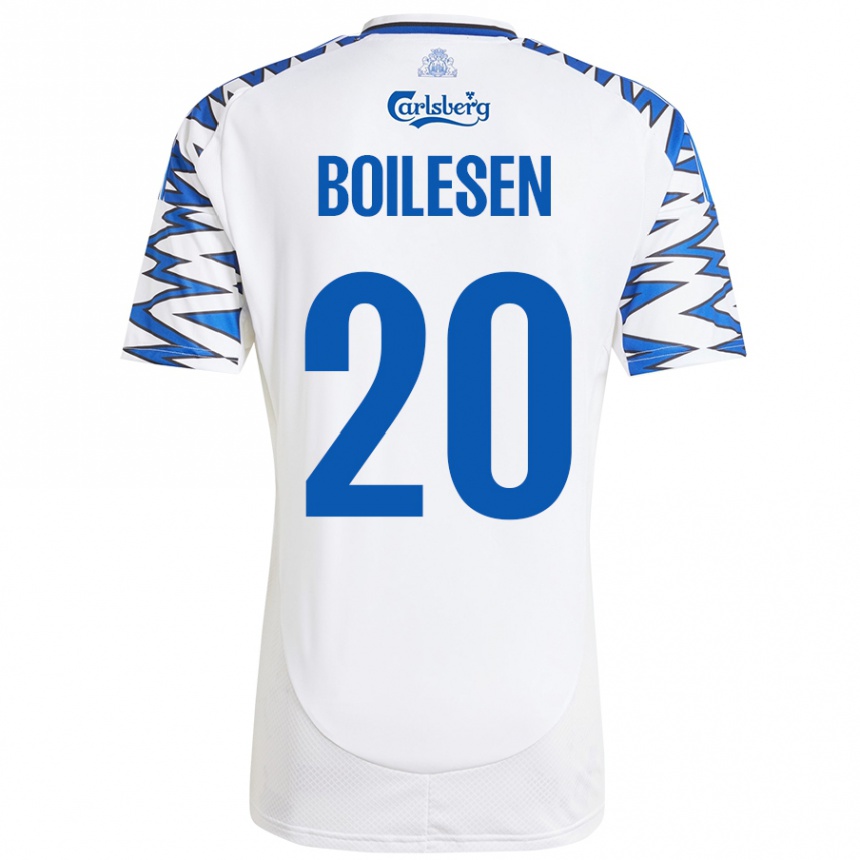 Women Football Nicolai Boilesen #20 White Sky Blue Home Jersey 2024/25 T-Shirt Nz