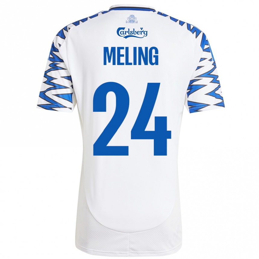 Women Football Birger Meling #24 White Sky Blue Home Jersey 2024/25 T-Shirt Nz