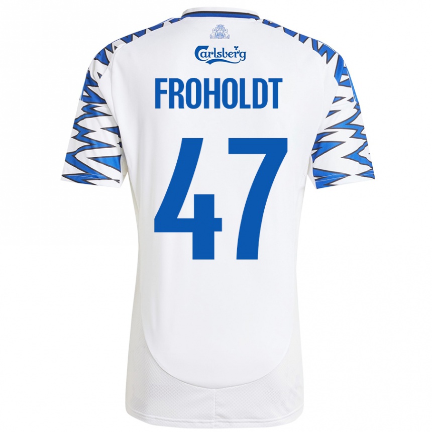 Women Football Victor Froholdt #47 White Sky Blue Home Jersey 2024/25 T-Shirt Nz