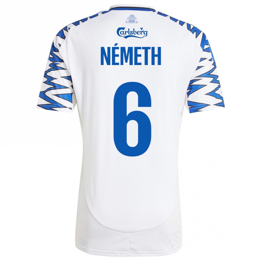 Women Football Hunor Németh #6 White Sky Blue Home Jersey 2024/25 T-Shirt Nz