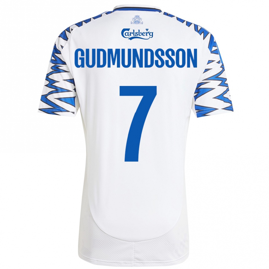 Women Football Galdur Gudmundsson #7 White Sky Blue Home Jersey 2024/25 T-Shirt Nz